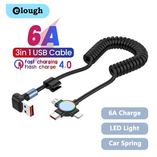 Cáp sạc nhanh elough 66w 6a usb sang type c micro usb 3 trong 1