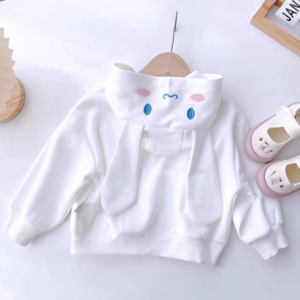 Aiyaya Áo Khoác Dài Tay Có Mũ Trùm Phối Khóa Kéo In Hoạt Hình Thời Trang Mùa Thu Cho Bé Gái