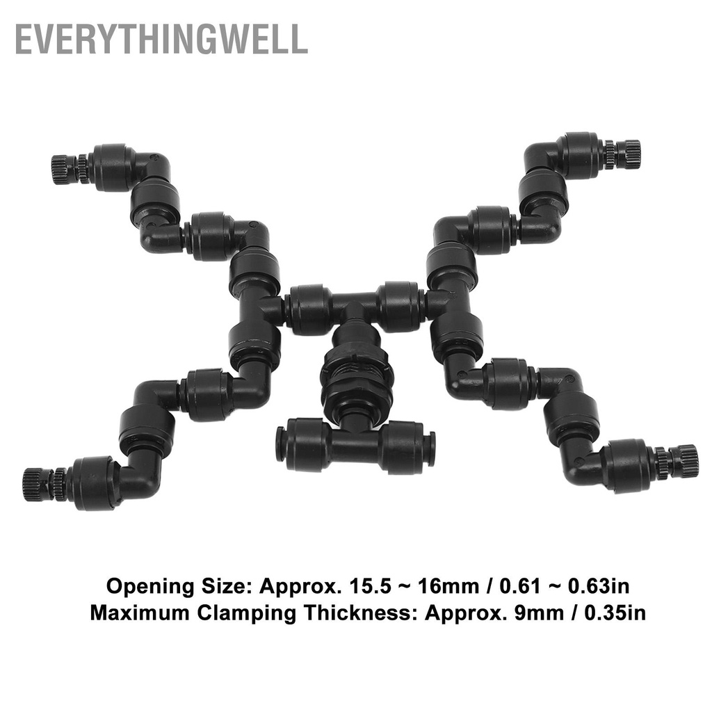 EverythingWell Có thể điều chỉnh Sương mù Hệ thống làm mát Vòi phun 360 độ Thú cưng Bò sát Nhà kính Rừng nhiệt đới Máy tạo sương Fogger 4 đầu Đen
