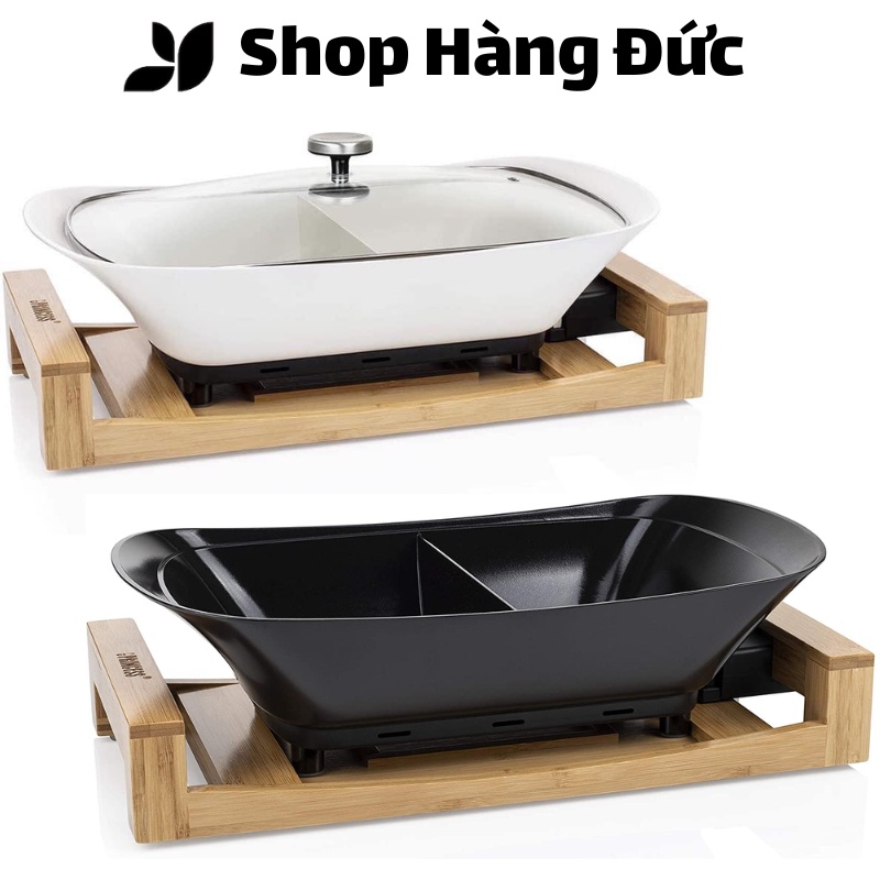 Nồi Lẩu Điện Đa Năng 2 Ngăn Princess, Phủ Gốm Chống Dính, Công Suất 1600W, Nhập Đức, BH 12 Tháng, Shop Hàng Đức