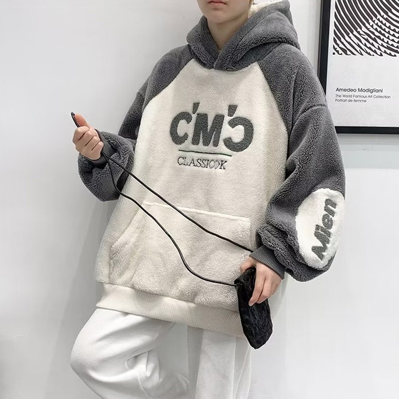 Kyushuad Áo Khoác Hoodie Dày Dặn Phối Màu Tương Phản Cá Tính Cho Nam