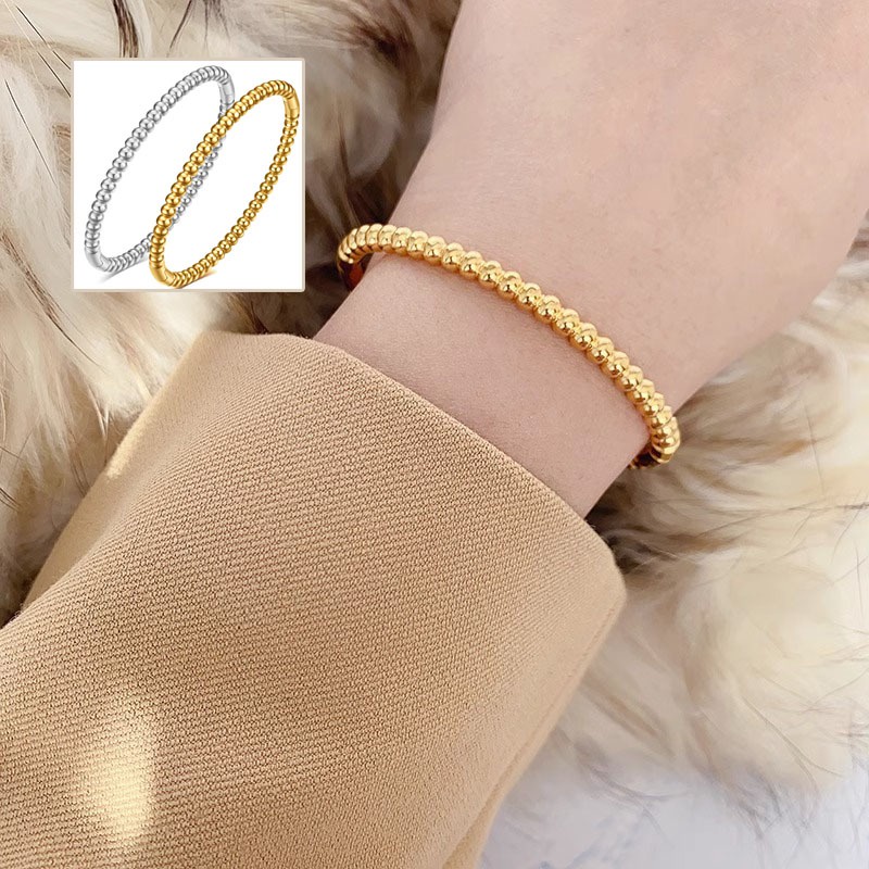 Vòng Tay Chuỗi Hạt Hai Màu Sắc Mạ Vàng / Bạc Phong Cách Hàn Quốc Thời Trang Cho Nam Và Nữ