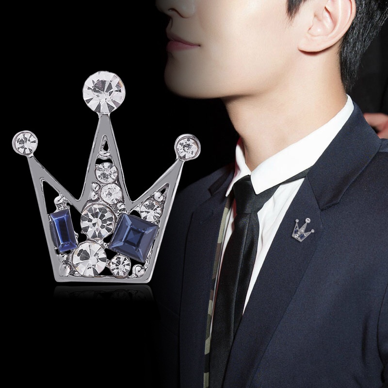 Ghim Cài Áo Hình Vương Miện Đính Đá Thời Trang Cho Nam