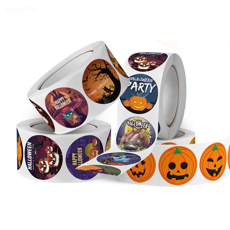 Set 500 sticker 1inch Dán Trang Trí halloween Mới