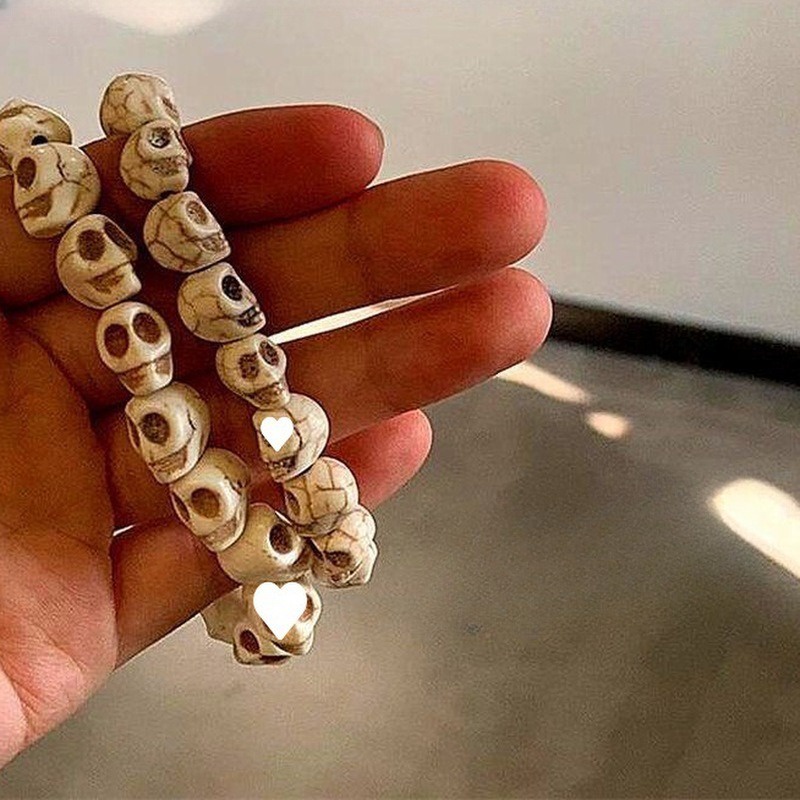 Handicrafts Cool Skeleton Bracelet Girls' New White Turquoise Handicrafts Fashion Jewelry Style Retro Bracelet Couple Handicrafts Fashion