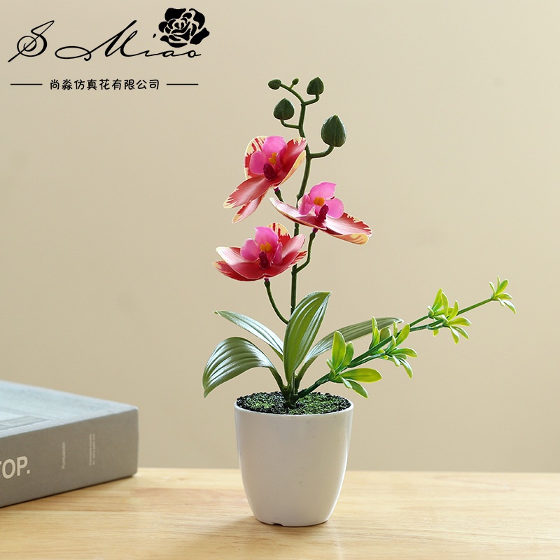 Chậu Hoa Chi Lan Hồ Điệp Nhân Tạo Trang Trí Nhà Cửa