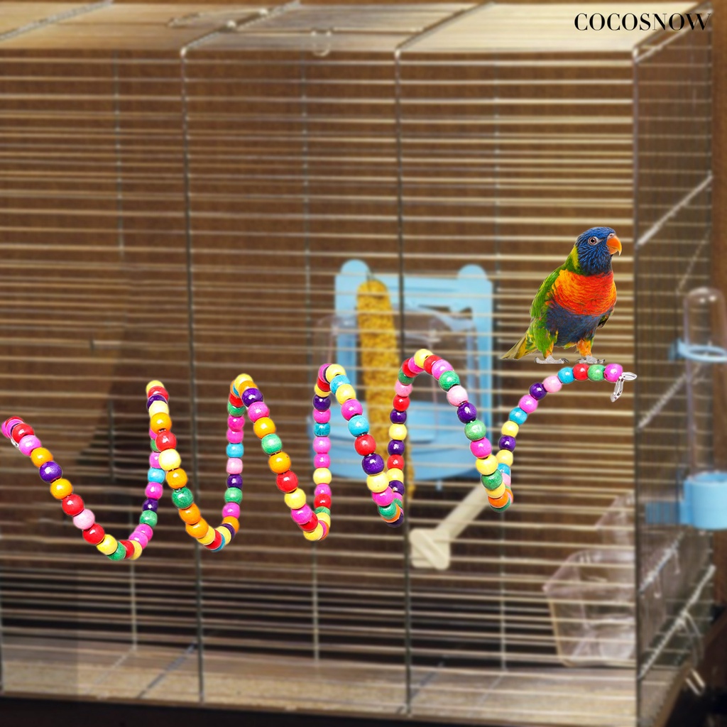 Đồ Chơi Xích Đu Bằng Gỗ Nhiều Màu Sắc Cho Chim Vẹt Leo Trèo