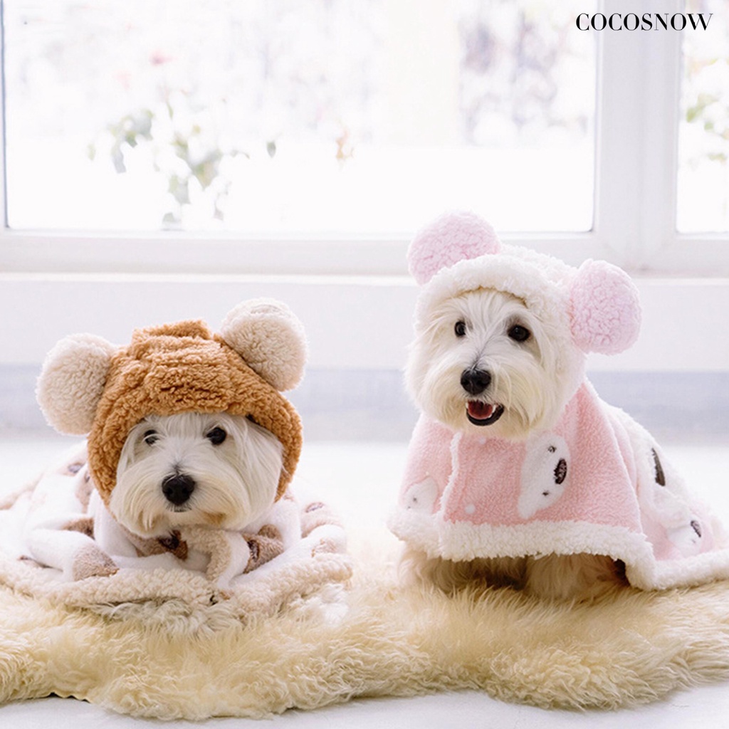 Áo Choàng Giữ Ấm Mềm Mại Họa Tiết Gấu Hoạt Hình Dành Cho Cún Cưng
