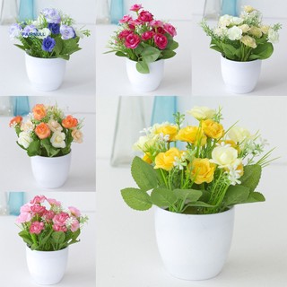 FAIRNULL 1 Bộ Chậu Hoa Hồng Nhân Tạo Bằng Nhựa Dùng Cho Trang Trí Nhà Hàng