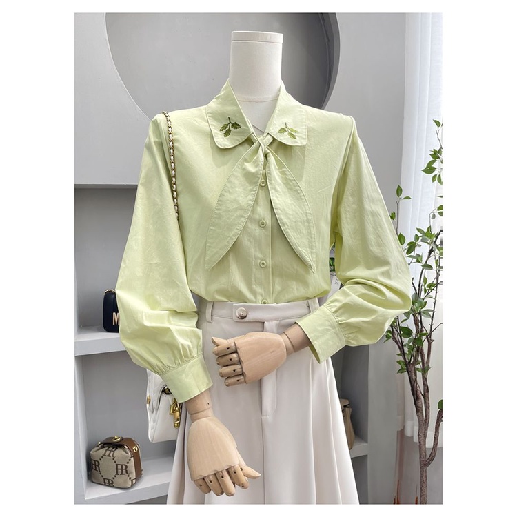 Áo Sơ Mi Trắng Thêu Họa Tiết Phong Cách Pháp Thời Trang Mùa Xuân Mới 2023 Cho Nữ