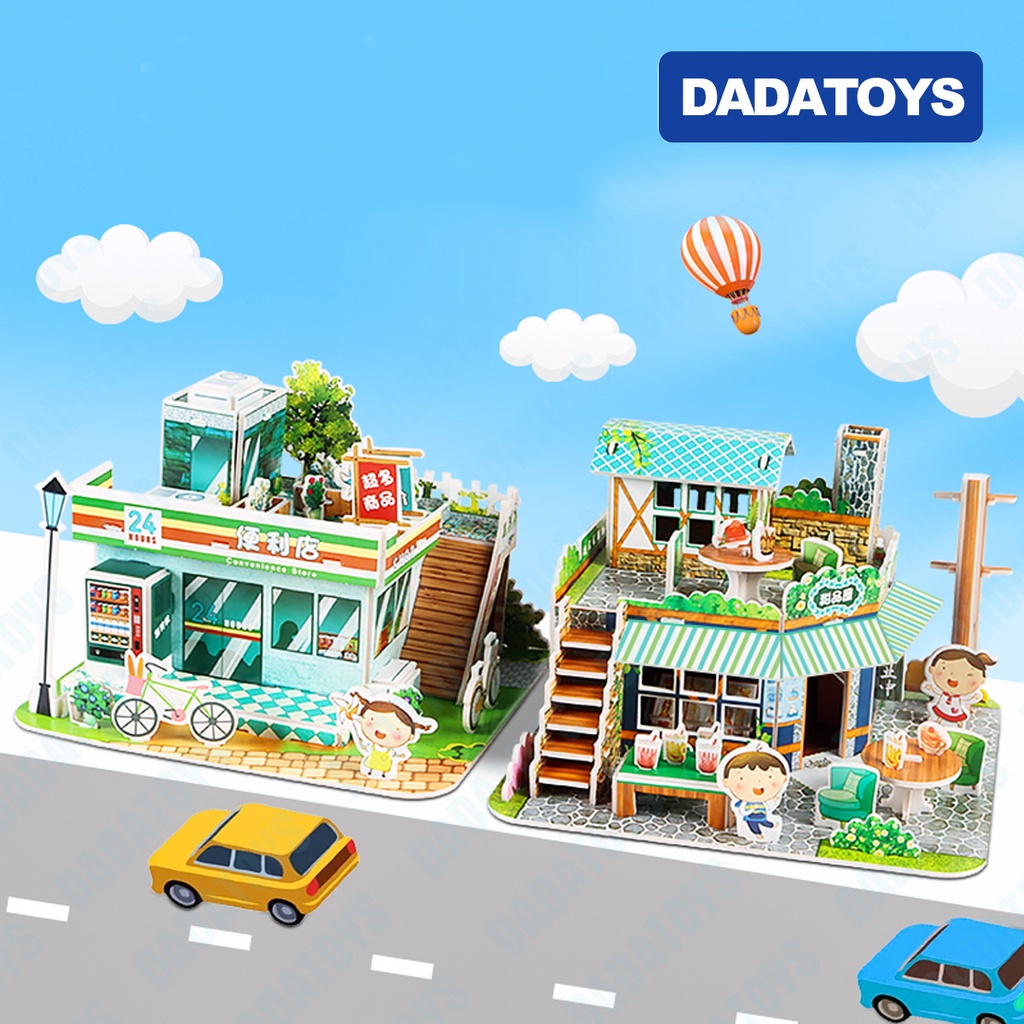 Đồ Chơi Xếp Hình Giáo Dục 3D Dành Cho Trẻ Em - Mô Hình Ngôi Nhà, biệt thự, phòng bếp, quán cafe