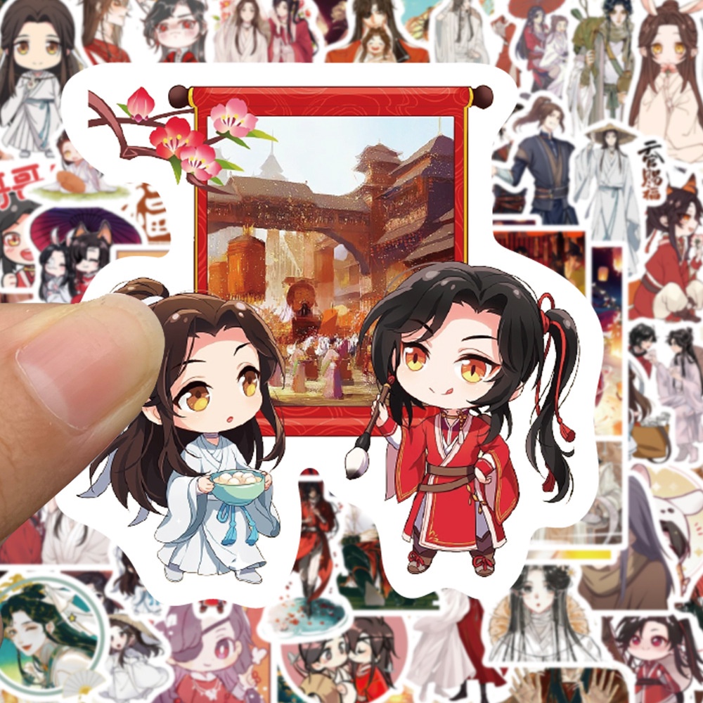 Bộ 65 Miếng Dán Trang Trí Mũ Bảo Hiểm / Bút Chì In Hình anime heaven Official 'S blessing graffiti