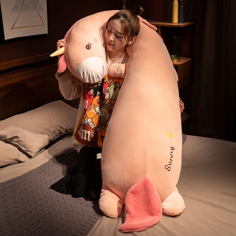 Thú Nhồi Bông Hình Chú Ngỗng / Khủng Long Trắng Cỡ Lớn Thoải Mái Cho Bé