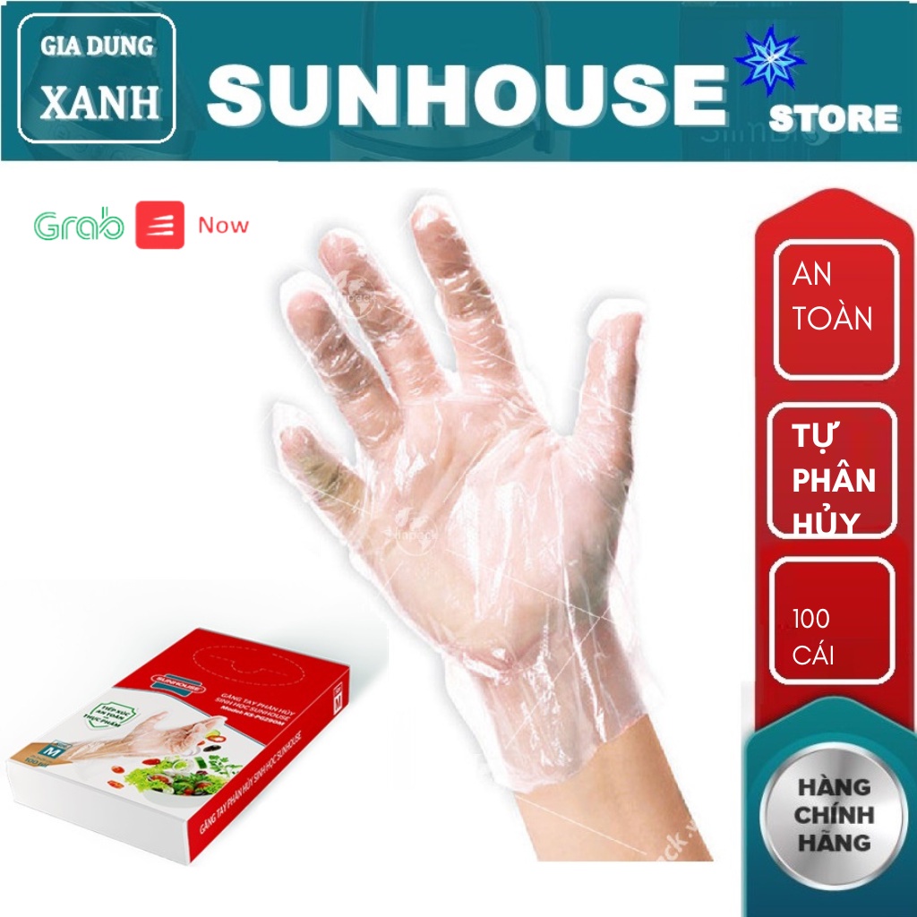 Hộp 100 Găng Tay Phân Hủy Sinh Học Sunhouse Size L - Chính hãng - SSHOP OFFICIAL
