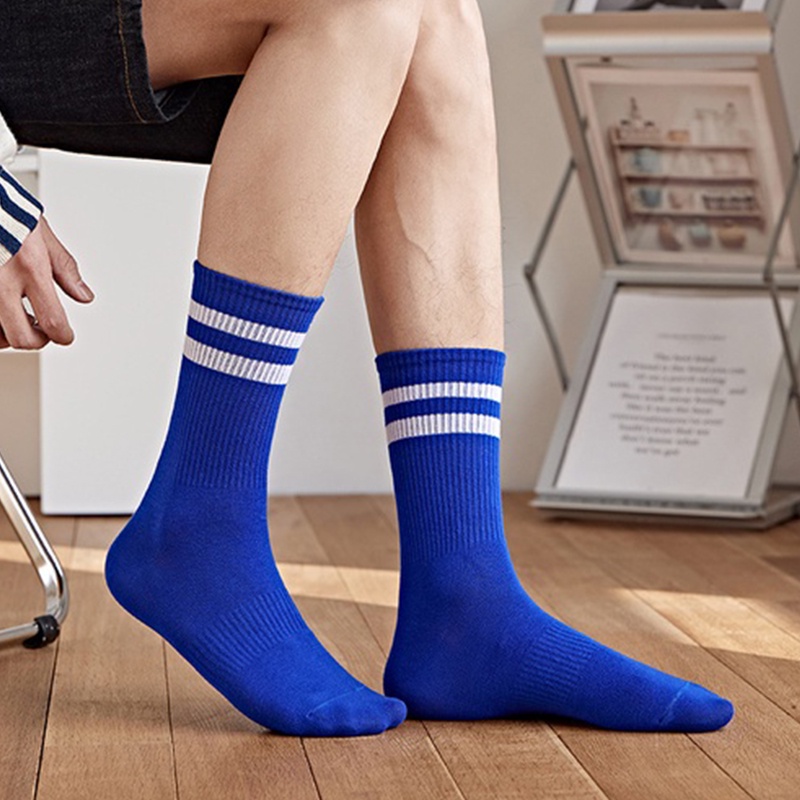 Vớ cotton Thể Thao Thấm Hút Mồ Hôi Họa Tiết Kẻ Sọc Thời Trang Thu Đông Cho Nam - lqz