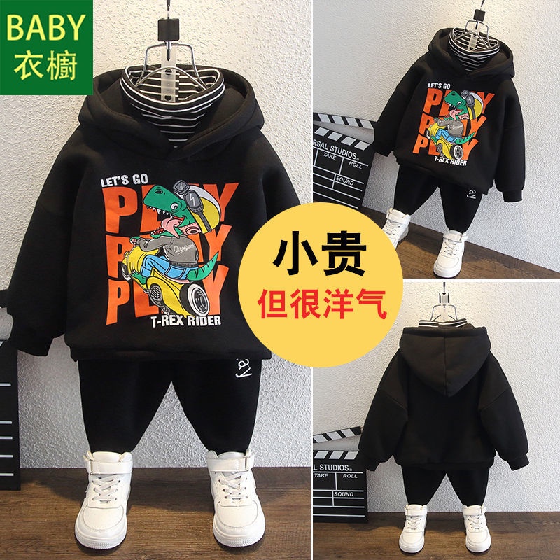 Áo Nỉ Lót Lông Cừu Dày Giả Hai Lớp Phong Cách Phương Tây Mẫu Mới 2023 Dành Cho Bé Trai