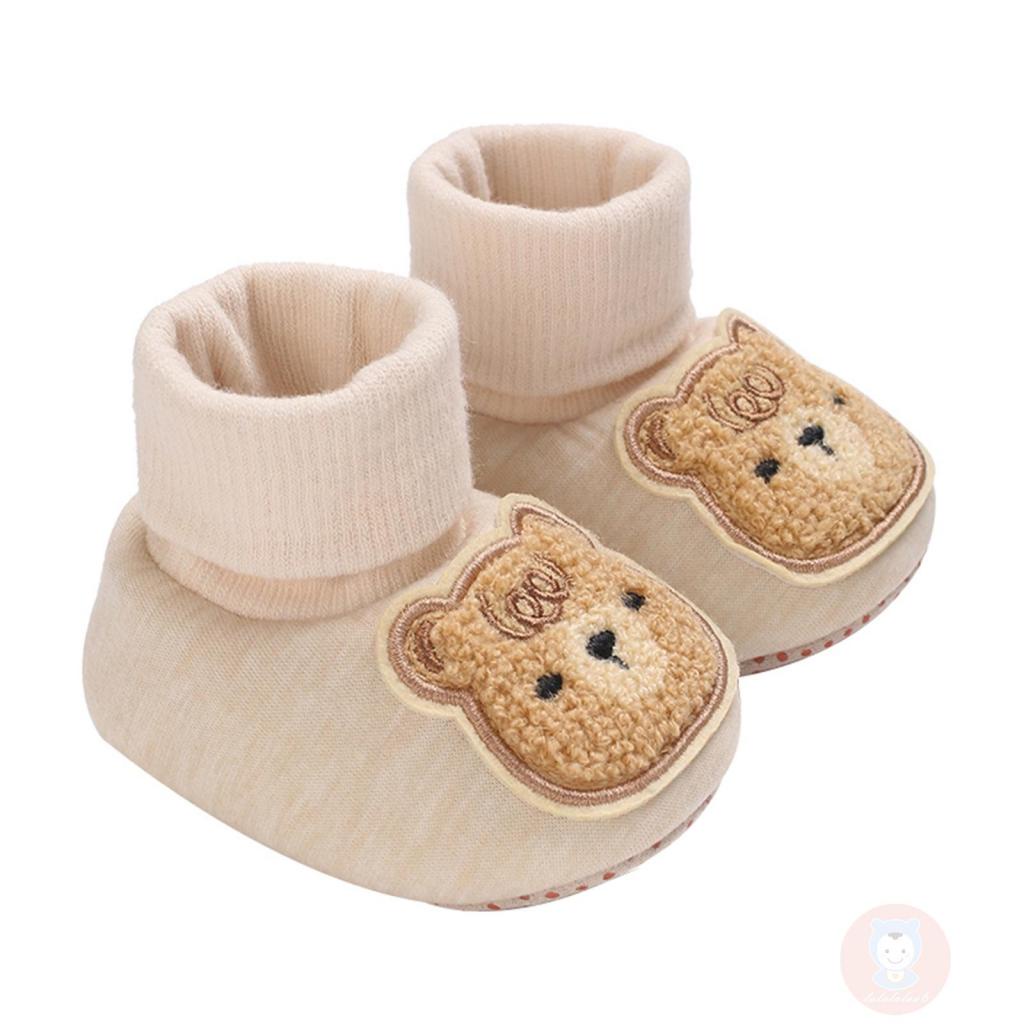 Laa6-giày Mùa Đông Mềm Mại Chống Trượt Thêu Hình Gấu Ấm Áp Dành Cho Bé