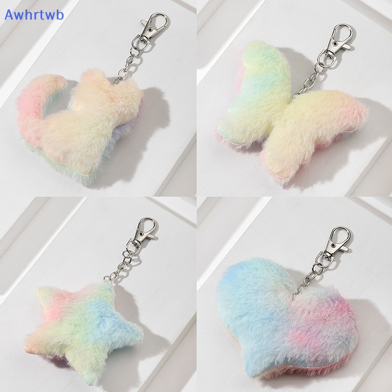 Awhrtwb Móc Khóa Hình Mèo / Bướm / Ngôi Sao / Trái Tim Nhồi Bông Nhiều Màu Dễ Thương Phụ Kiện Trang Trí Túi Xách