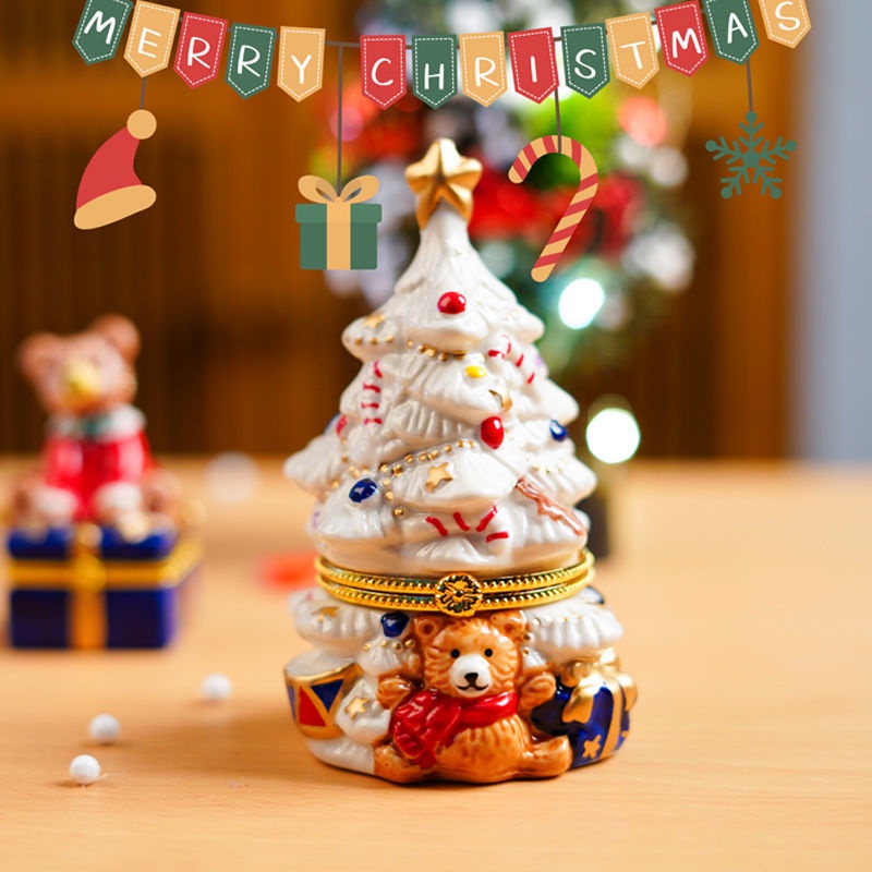 🎄Christmas Hộp Đựng Tiền Tiết Kiệm Hình Cây Thông Giáng Sinh Bằng Gốm Dễ Thương Để Bàn Trang Trí