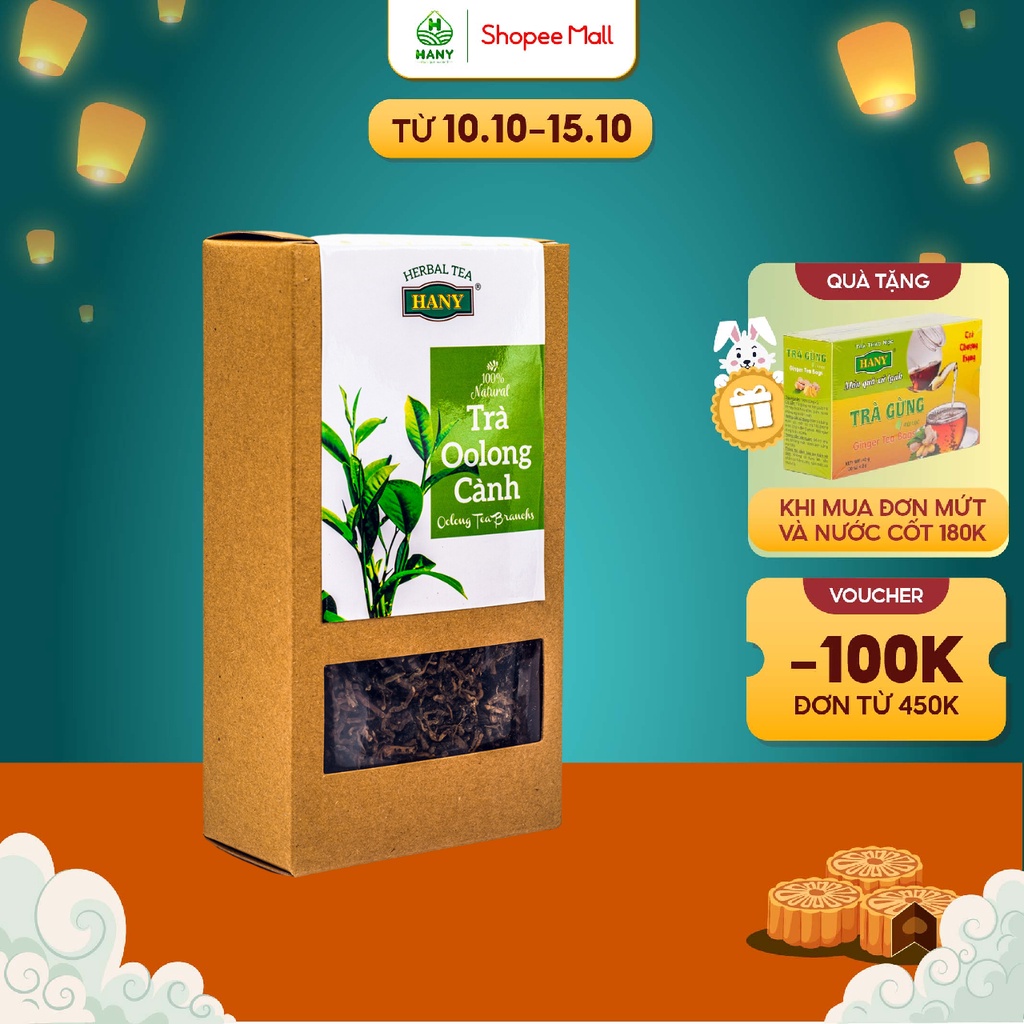 Trà Oolong Cành HANY Đặc Sản Đà Lạt Điều Hoà Huyết Áp, Giảm Căng Thẳng Hộp 100g