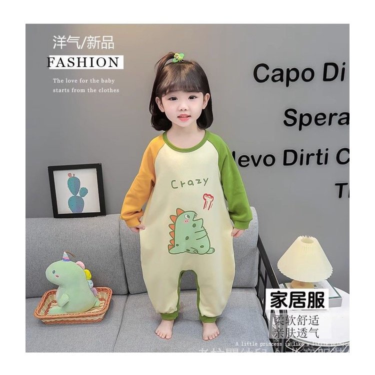 Áo Liền Quần Hình Khủng Long Nhỏ Thời Trang Xuân Thu Cho Bé Hoạt Hình