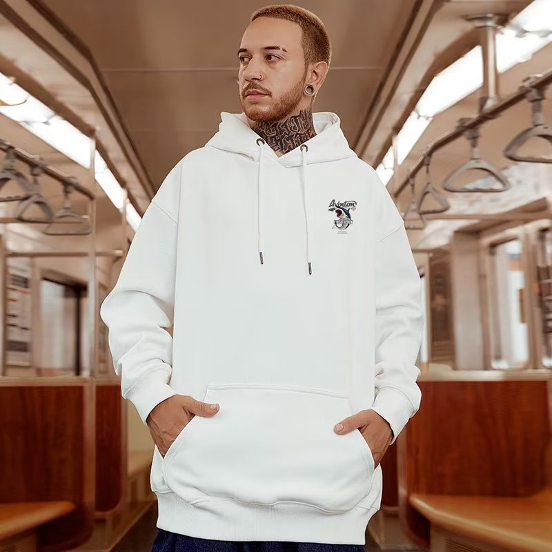 M-8XLáo khoác nam hoodie Cotton Nhung Dày Dặn Tay Dài In Hoạt Hình Cá Mập Kiểu retro Mỹ Thời Trang Mùa Thu Cho Nam Unisex