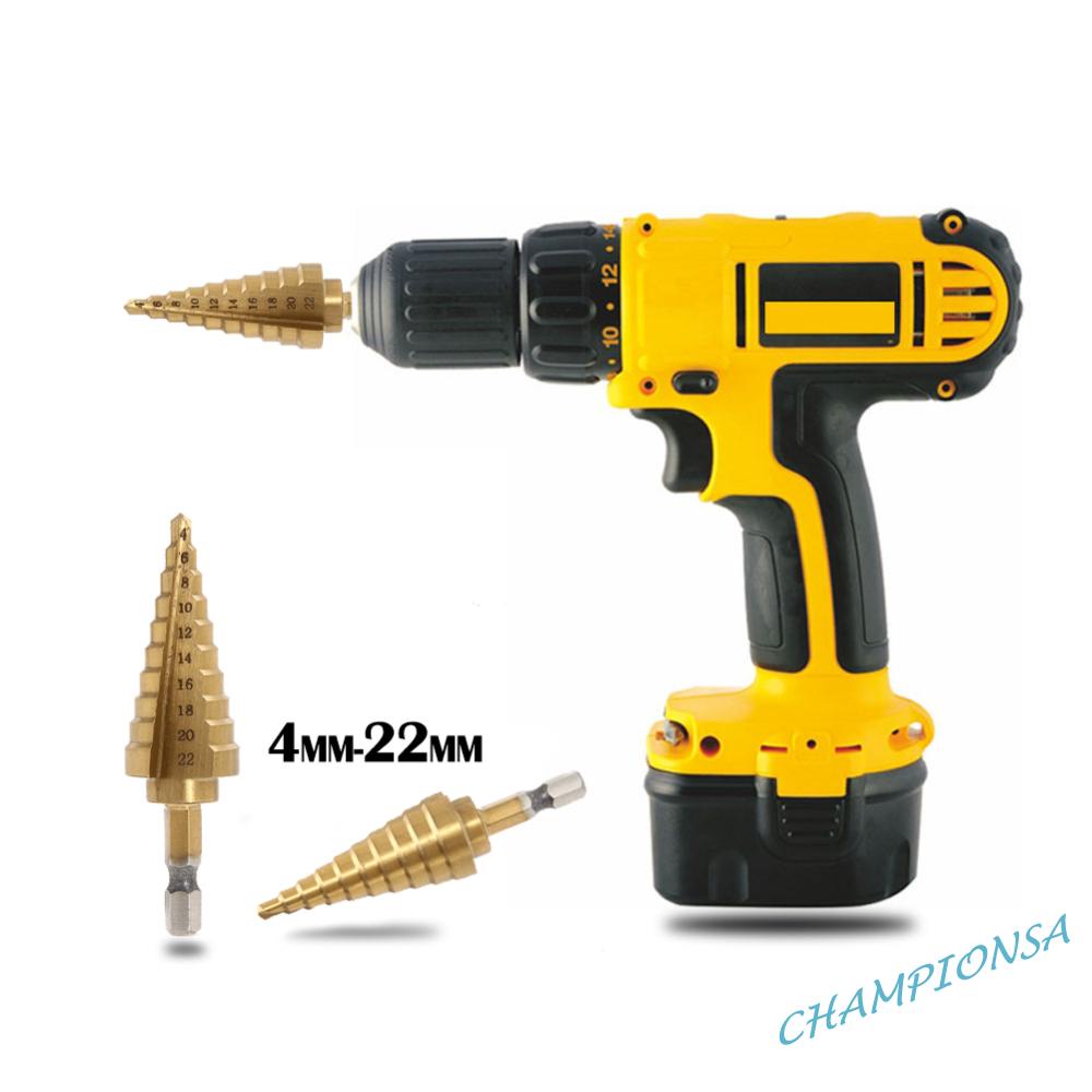 Mũi Khoan Lỗ Hình Nón 4-22mm Bằng Titan Chuyên Dụng Cho Khoan Gỗ / Kim Loại