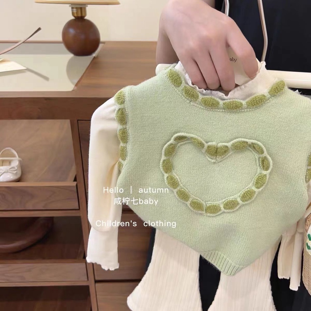 Áo Len Không Tay Ấm Áp Thời Trang Mùa Thu Phong Cách Hàn Quốc Cho Bé Gái