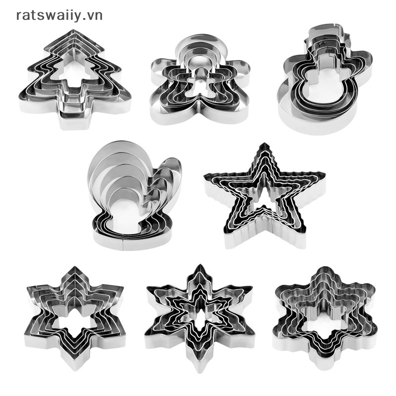 Set 5 Khuôn Cắt Bánh Quy Bằng Thép Không Gỉ Tạo Hình Chủ Đề Giáng Sinh diy vn