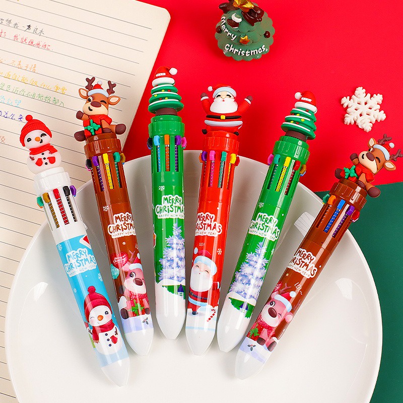 10 Bút Bi / Bút Bi mini Họa Tiết Cây Thông Noel Hoạt Hình Graffiti Nhiều Màu Sắc Cho Học Sinh / Văn Phòng / Trường Học