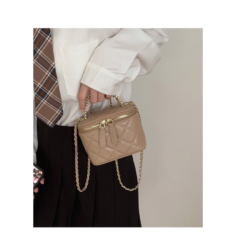 Túi xách da nữ mini túi hộp quai xích phối da