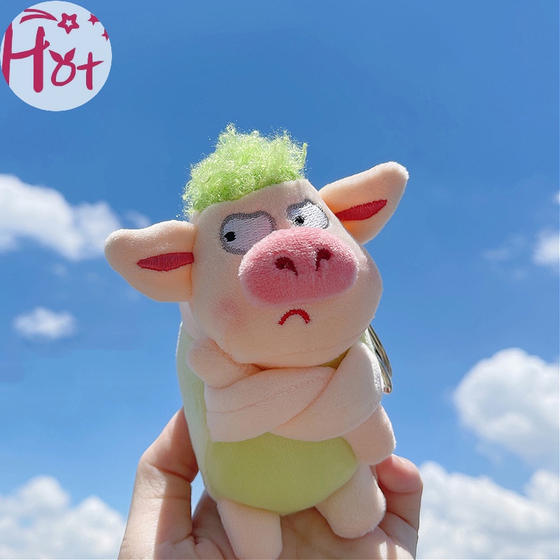 Jr Móc Khóa Hình Chú Heo Nhồi Bông Màu Xanh Lá Dễ Thương