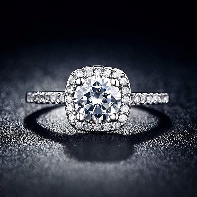 Nhẫn Cặp Hình Vuông Đính Đá zircon Sang Trọng