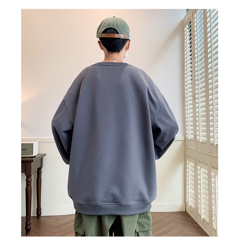 Áo Thun Tay Dài Cổ Tròn Dáng Rộng Thời Trang Mùa Thu Cho Nam