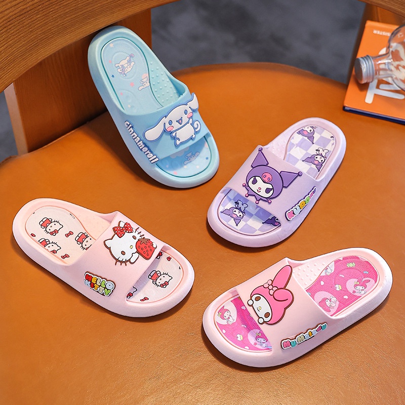 SUGE dép cho bé gái hello kitty phim hoạt hình Chống trượt thoải mái Kuromi