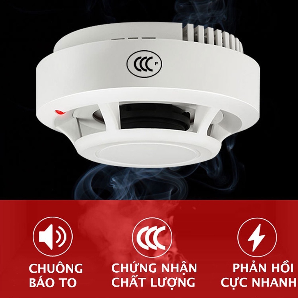 Báo khói không dây, báo cháy độc lập SM02 hoạt động độc lập, không dây kèm sẵn pin 9V
