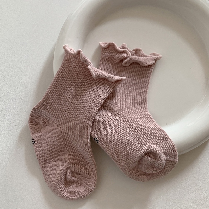 Màu Trơn Xù Cho Bé Tất Thoáng Khí Mềm Mại Cotton Tập Đi Bé Gái Tất Mắt Cá Chân Thoải Mái Co Giãn Trẻ Em Giữa Tất