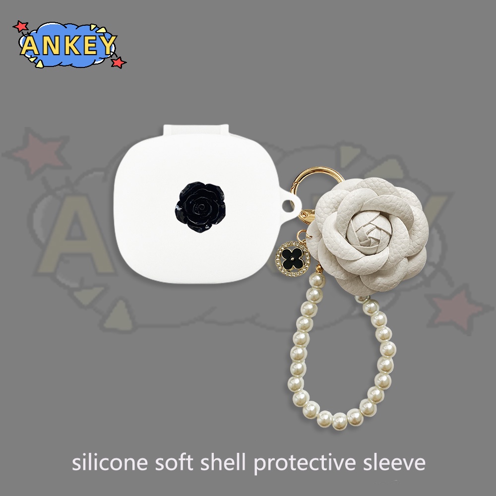 For Samsung Galaxy Buds FE / Buds 2 Pro / Buds Live Case White Angel Earphone Silicone Earbuds Soft Protective Headphone Cover Headset Skin with Pendant