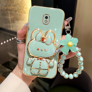 ốp lưng Samsung J3 J5 J7 PRO J3 J5 J7 2017 J330 J530 J730 Ốp Điện Thoại Silicone TPU mạ điện 3D thỏ đứng với vòng đeo tay dây buộc Trường hợp điện thoại chống sốc Samsung J3 J5 J7 PRO J3 J5 J7 2017 J330 J530 J730