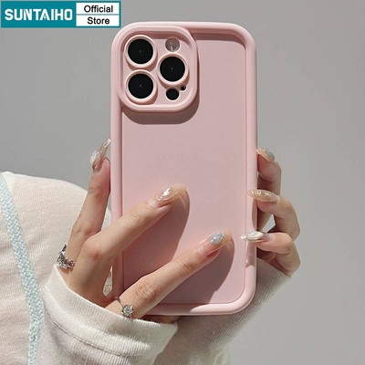 Suntaiho Ốp Lưng iPhone đẹp Thời Trang Đơn Giản Màu Trơn hồng Ốp Điện Thoại Silicon Mềm Làm Dày Chống Sốc Cho iphone 16 15 14 12 13 11 pro max ip 7 8 plus iphon x xs xr xs max