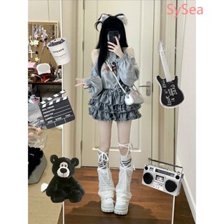 Set Áo Hoodie Trễ Vai + Chân Váy Thời Trang Mùa Thu Cho Nữ