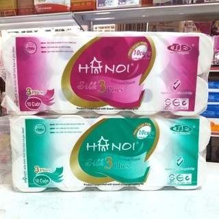 Giấy vệ sinh hà nội silk 3 lớp 1.4kg cuộn không lõi có lõi siêu dai siêu mịn