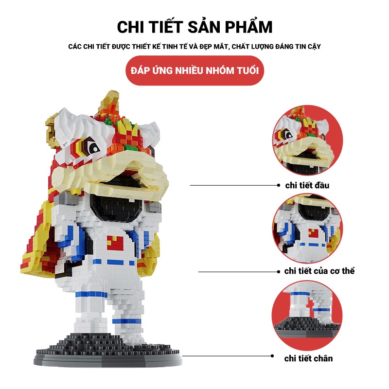 Đồ chơi lắp ráp mô hình phi hành gia / sư tử / múa lân độc đáo cho nam nữ Tặng Ô Tô