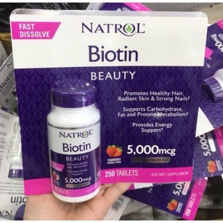 Viên kẹo ngậm natrol biotin beauty 5000mcg 250 viên