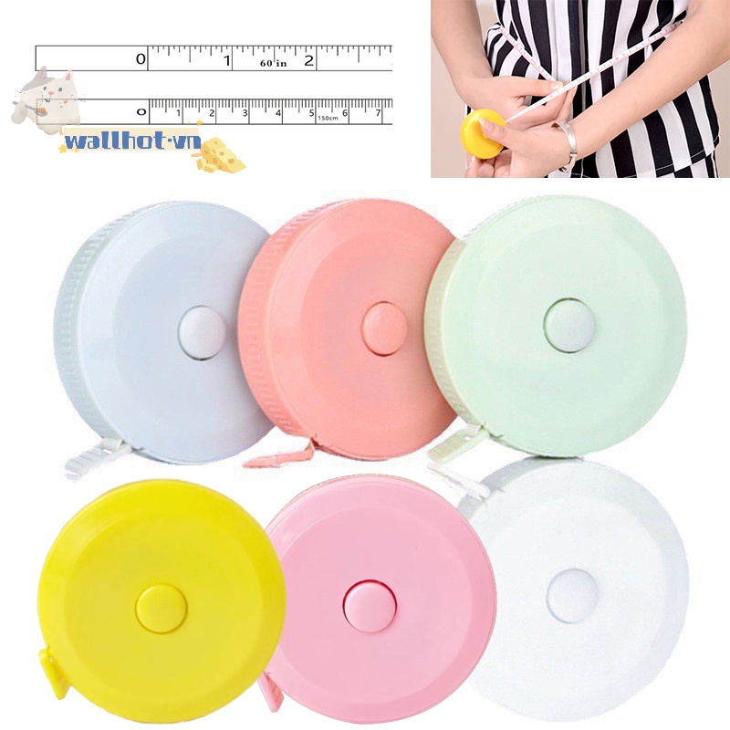 Wallhot > Thước Dây Kép Đo Lường mini Hình Tròn Linh Hoạt Tự Thu Gọn Dùng Trong May Vá