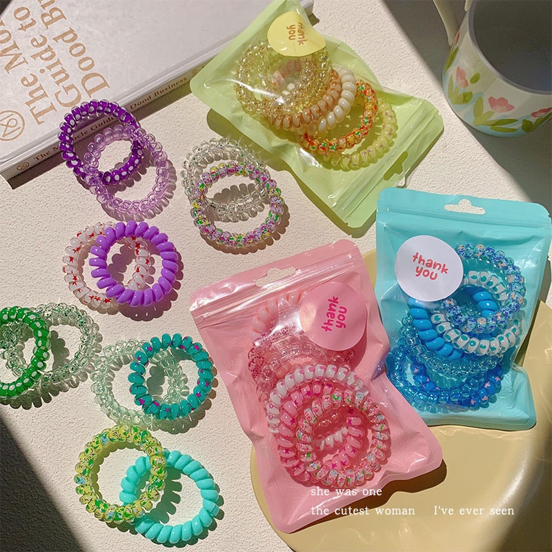 Set 6 Dây Buộc Tóc Cao Su Co Giãn Màu Sắc Gradient Dành Cho Nữ YD