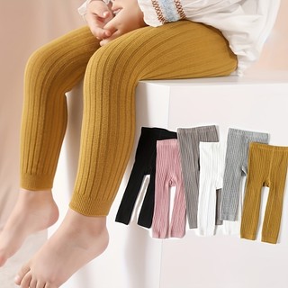 1 Quần Legging Màu Trơn Thường Ngày Cho Bé Gái, Quần Dệt Kim Ấm Áp Thu Đông