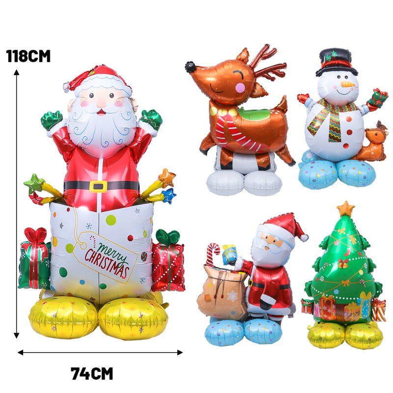 Bóng Bay Bơm Hơi Bằng Màng Nhôm Lớn Hình Ông Già Noel / Nai Sừng Tấm Hoạt Hình Trang Trí Tiệc Giáng Sinh / Tiệc Tùng / Nhà Ở