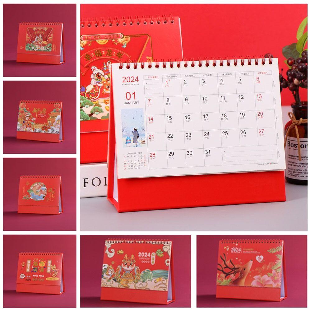 Lịch Để Bàn Năm 2024 In Hình Rồng dalton Kiểu Dáng Đơn Giản Dễ Thương