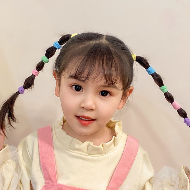 Set 100 / 200 / 300 Dây Buộc Tóc Co Giãn Nhiều Màu Dễ Thương Cho Bé